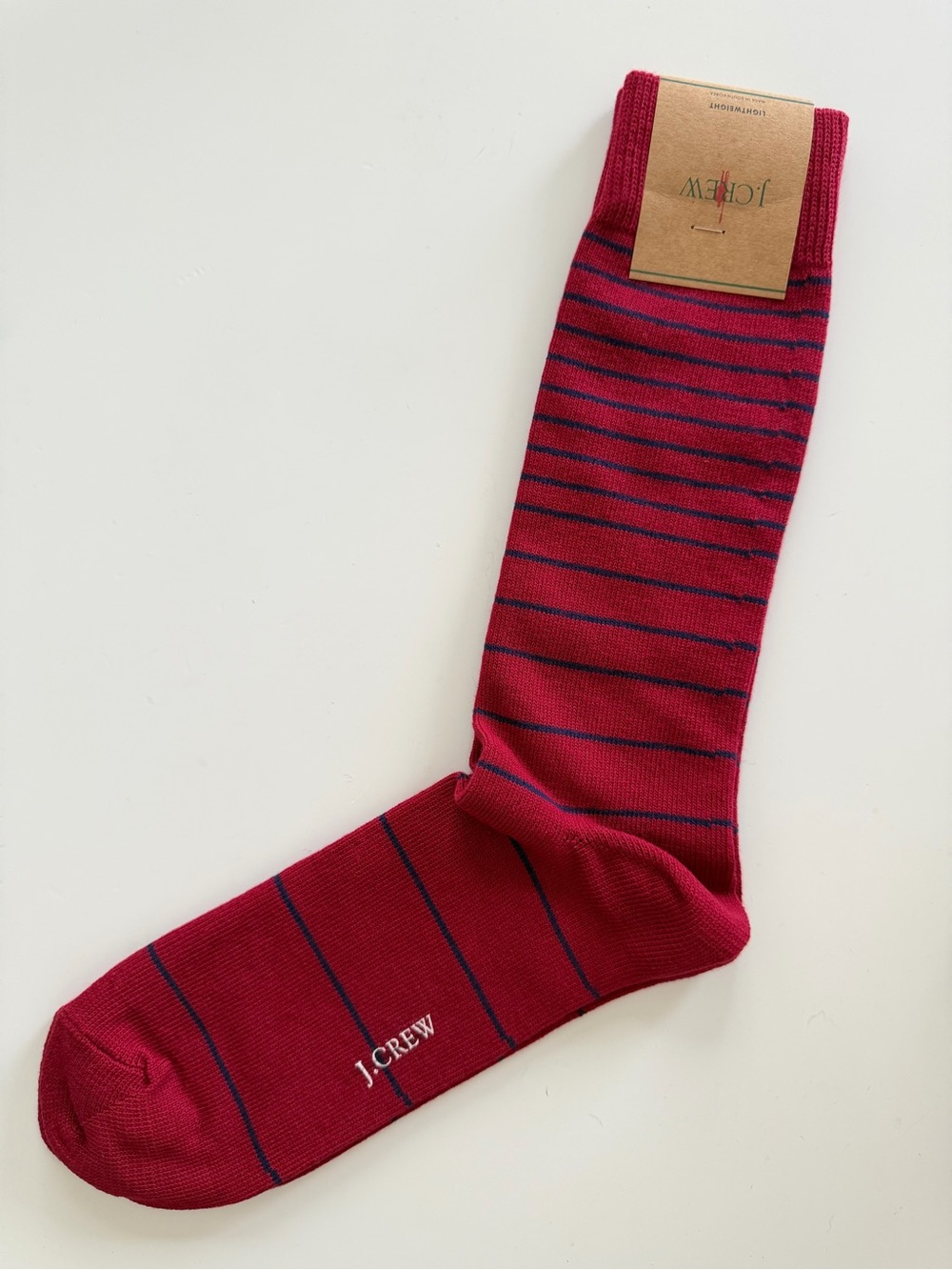 J.Crew Microstripe Socks Red with Navy Stripe